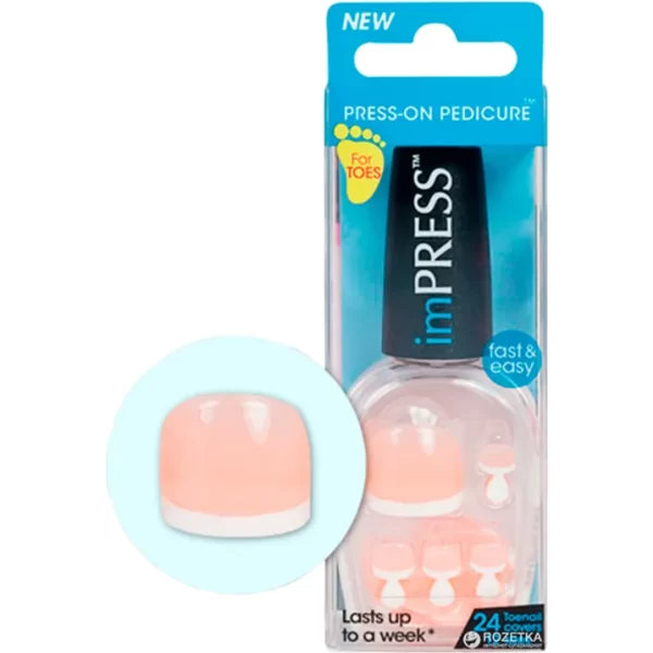 Impress | White Press-On Pedicure Nails | 24 Per Pack