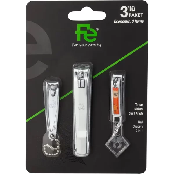 Fe | Professional 3 Pieces Nail Clippers Set